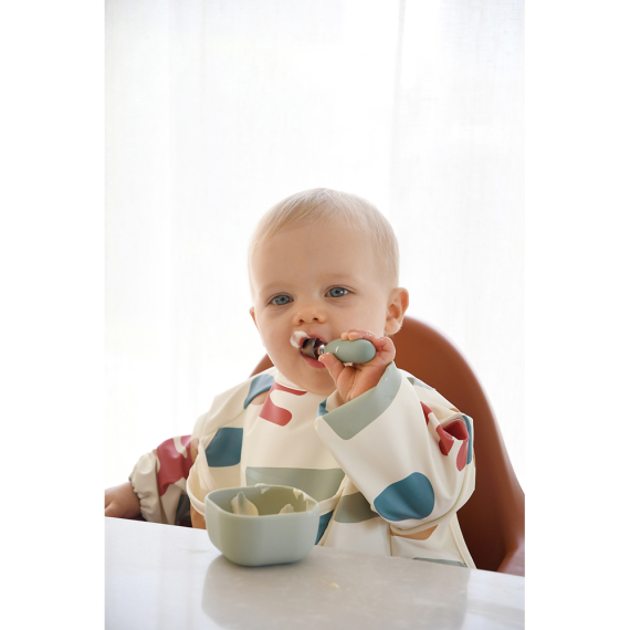 Набір ложка і виделка Beaba металеві 10+ (оливковий)