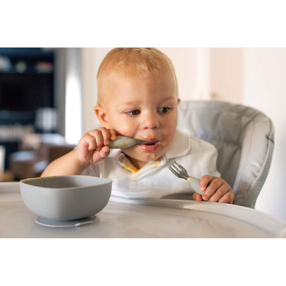 Набір ложка і виделка Beaba металеві 10+ (сірий)