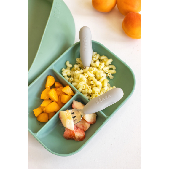 Набір ложка і виделка Beaba металеві 10+ (сірий)