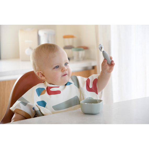 Набір ложка і виделка Beaba металеві 10+ (сірий)