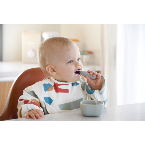 Набір ложка і виделка Beaba металеві 10+ (сірий)