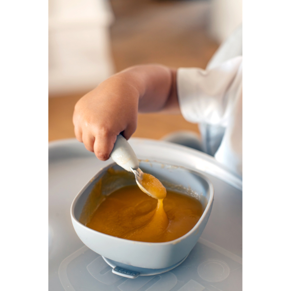 Набір ложка і виделка Beaba металеві 10+ (сірий)