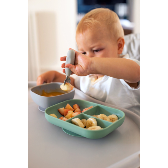 Набір ложка і виделка Beaba металеві 10+ (сірий)