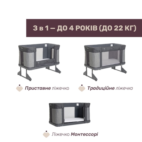Дитяче ліжко 3 в 1 Chicco Next2Me Forever (колір 27)