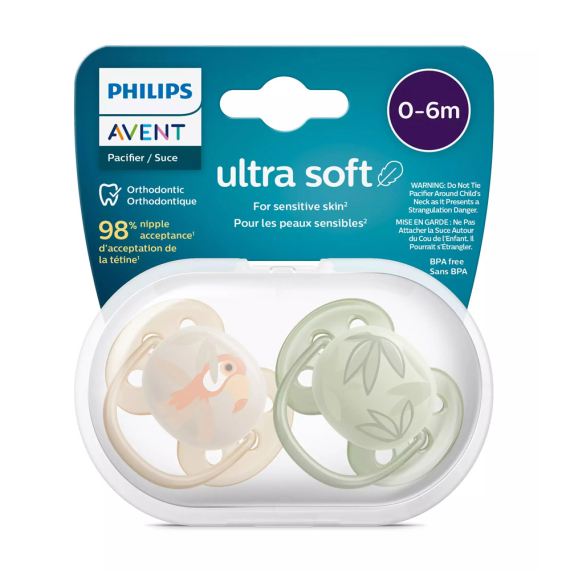 Пустышка Philips Avent Ultra Soft ультрамягкая, 0-6 мес, 2 шт