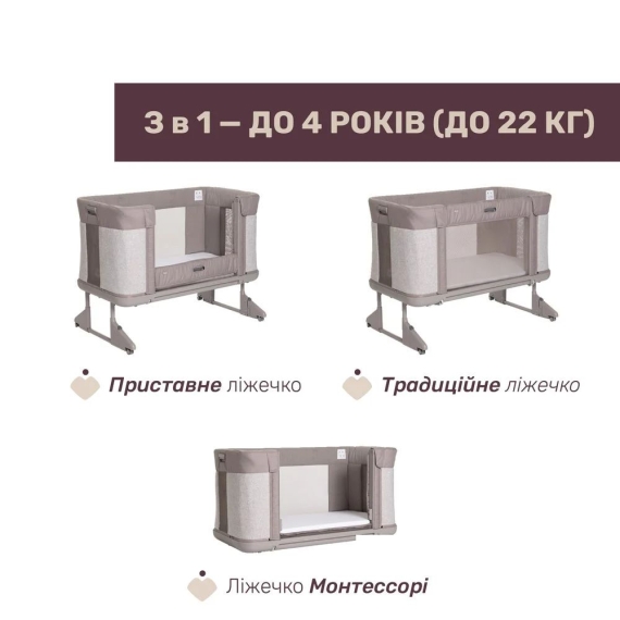 Дитяче ліжко 3 в 1 Chicco Next2Me Forever (колір 10)