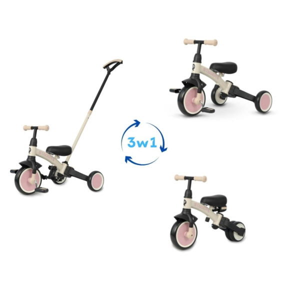 Велосипед з ручкою - біговел Qplay Stager 3 в 1 (Beige-Pink)