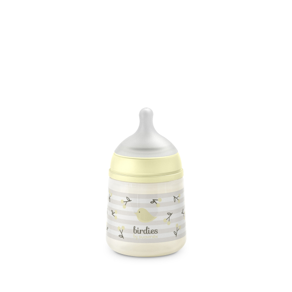Пляшечка Suavinex Birdies, 150 мл, фізіологічна соска, повільний потік (бежева)