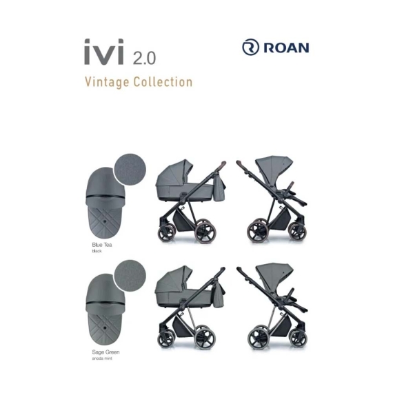 Універсальна коляска 2 в 1 Roan Ivi (Vintage Collection / Sage Green)