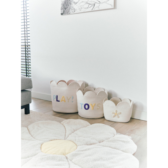 Корзина для іграшок Childhome Flower 30x30x30 см (білий)