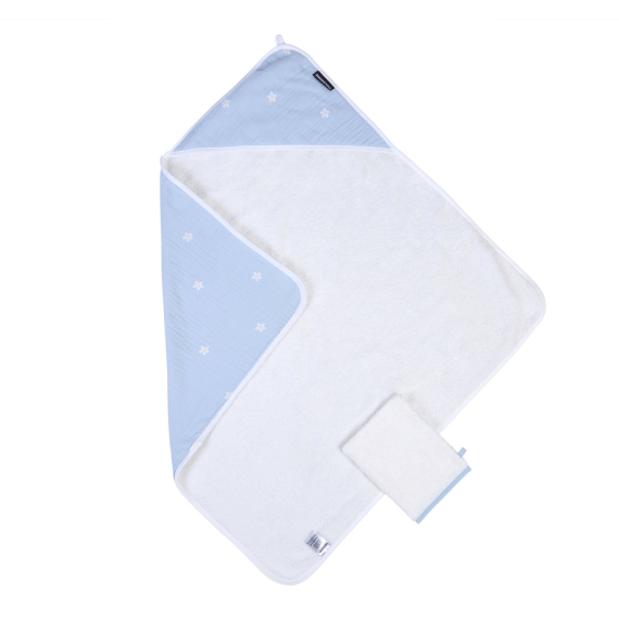 Рушник з капюшоном Childhome 80x80 см (flower blue)
