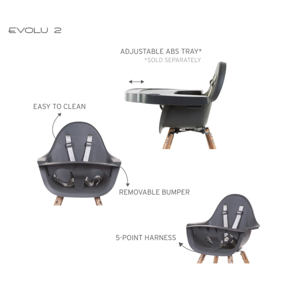 Стілець для годування Childhome Evolu 2 з бампером (natural/anthracite)