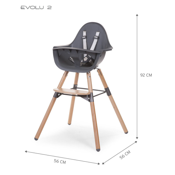 Стілець для годування Childhome Evolu 2 з бампером (natural/anthracite)