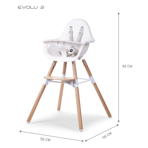 Стілець для годування Childhome Evolu 2 з бампером (natural/white)