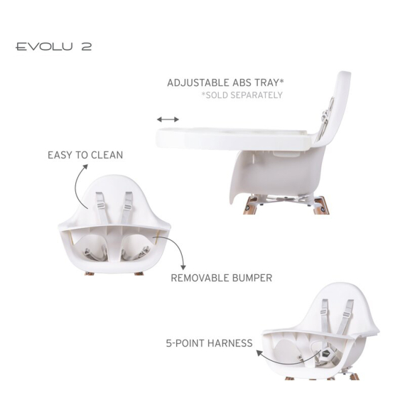 Стілець для годування Childhome Evolu 2 з бампером (natural/white)