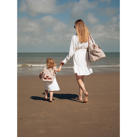 Сумка Childhome Mommy bag stripes (nude/terracotta)