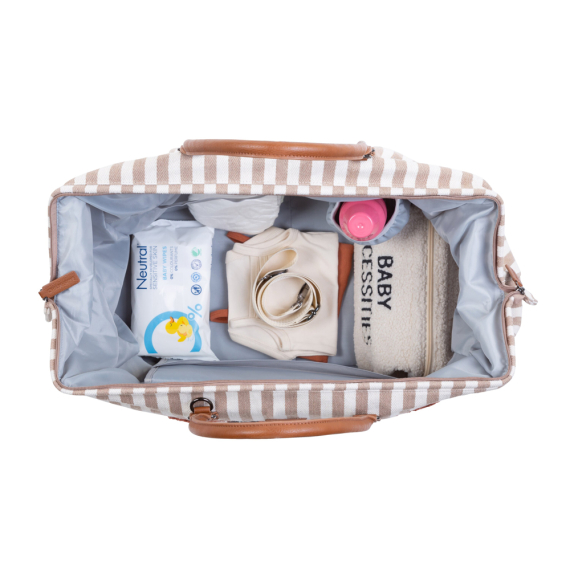 Сумка Childhome Mommy bag stripes (nude/terracotta)