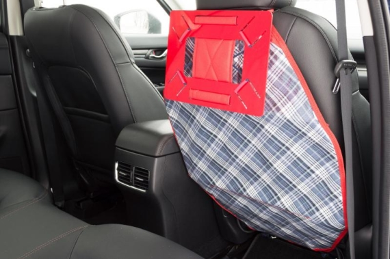Накидка на сиденье авто с держателем планшета ТрендБай Лайнин Пэд (серая с красным)
