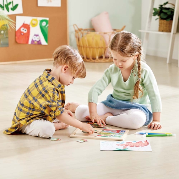 Пазл Hape Динозаври з розмальовкою