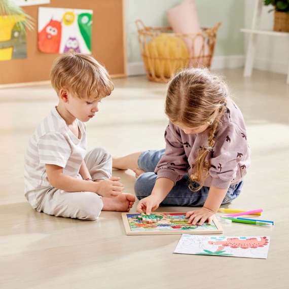 Пазл Hape Динозаври з розмальовкою