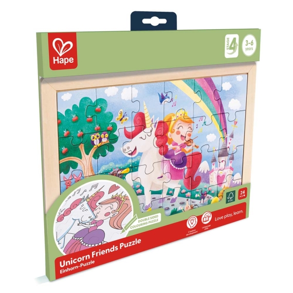 Пазл Hape Єдинороги з розмальовкою