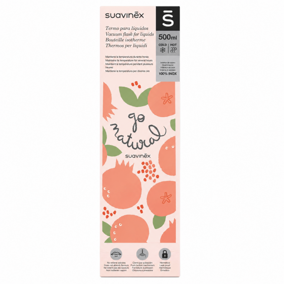 Термос, SUAVINEX Go natural, 500 мл (рожевий)
