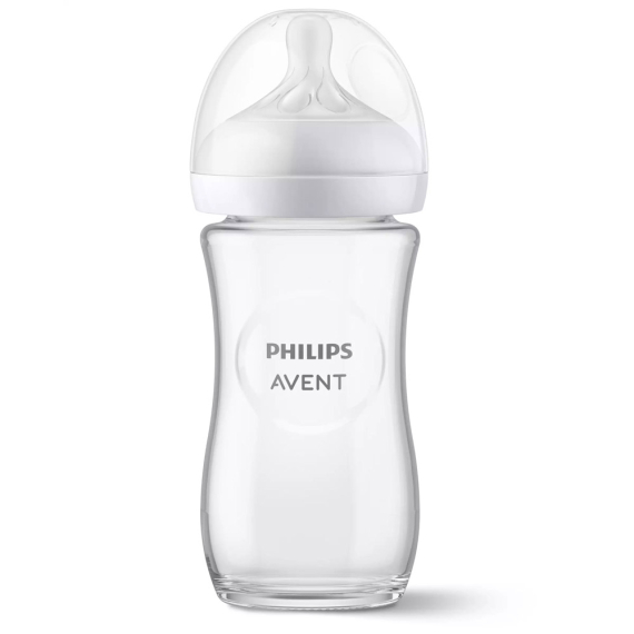 Бутылочка для кормления стеклянная Philips AVENT Natural, естественный поток, 240 мл
