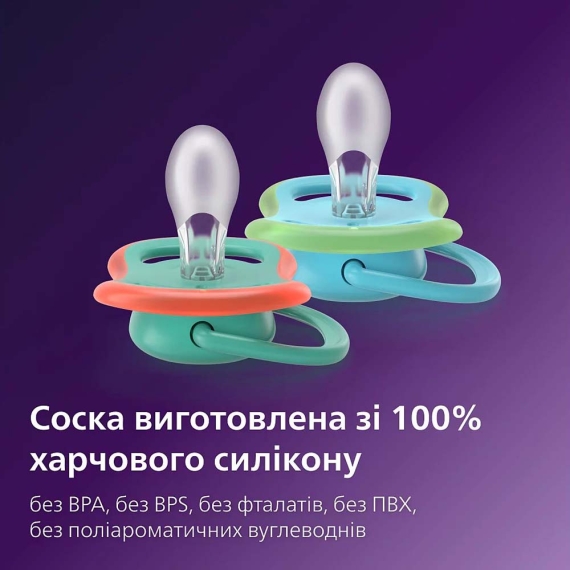 Пустушка PHILIPS Avent Ultra Air, 6-18 міс, 2 шт (зелено-блакитна)