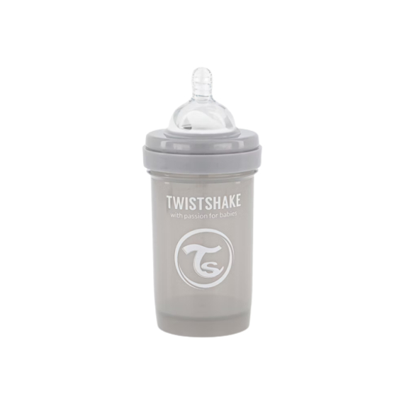 Антиколікова пляшечка із силіконовою соскою Twistshake 180мл (Pearl Grey)