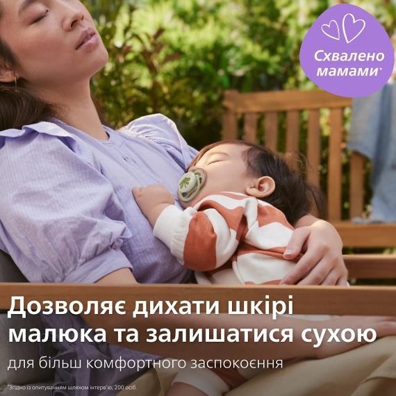 Пустушка Philips Avent Ultra Air Нічна, 6-18 міс, 2 шт (зелено-бежева)
