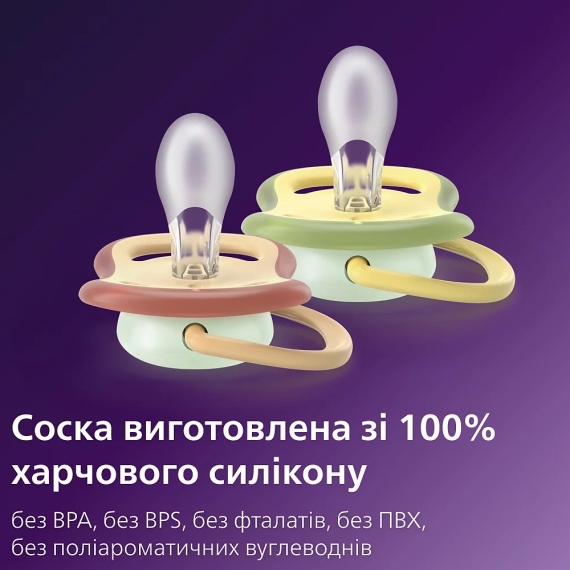 Пустушка Philips Avent Ultra Air Нічна SCF376_27, 0-6 міс, нейтральна, 2 шт