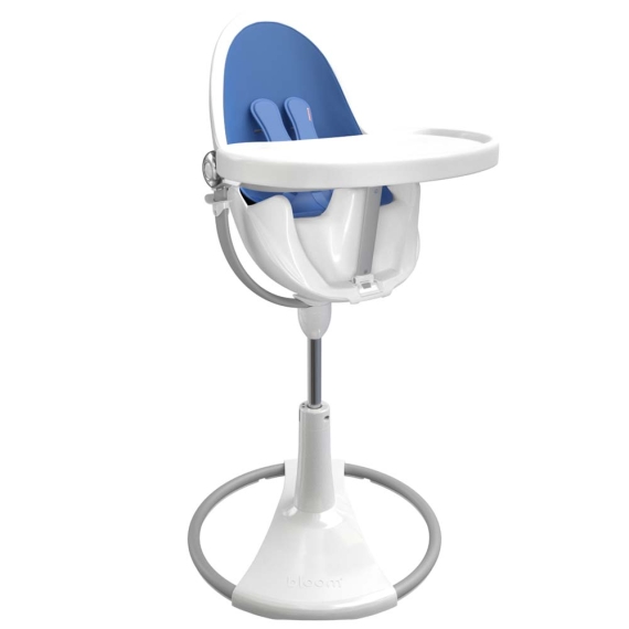 Стільчик для годування Bloom Fresco з вкладишем з екошкіри (White / Riviera Blue)
