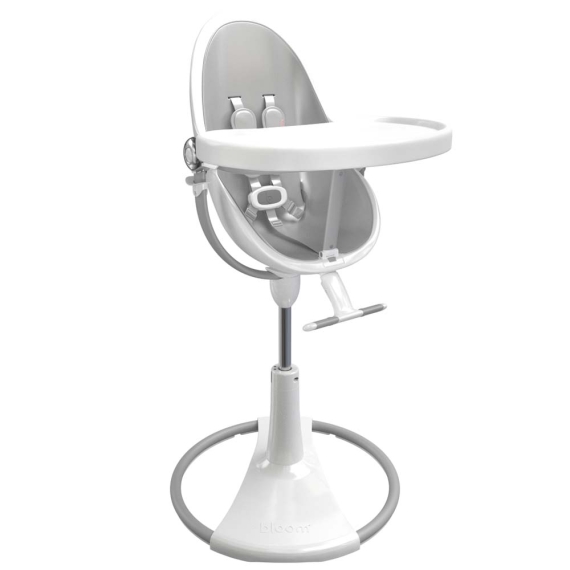 Стільчик для годування Bloom Fresco з вкладишем з екошкіри (White / Lunar Silver)