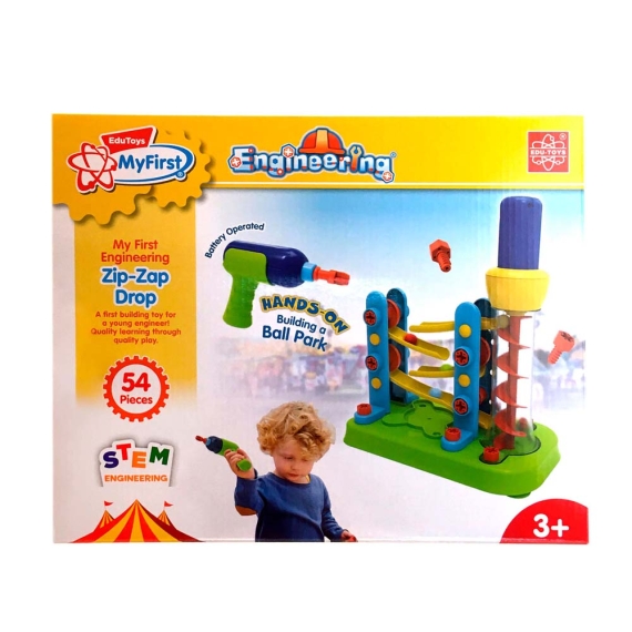 Набор для сборки Edu-Toys Горка-зигзаг с инструментами, 54 детали