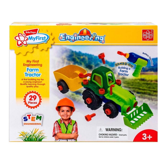 Конструктор Edu-Toys Трактор з шуруповертом, 29 деталей