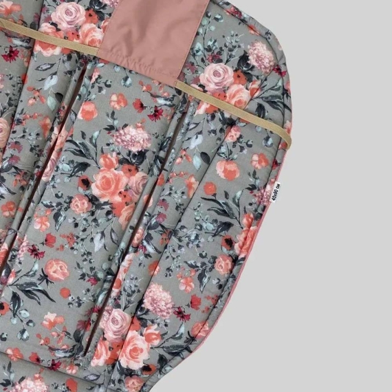 Матрацик в коляску Decoza Moms бавовняний, 40х85 см (троянди і кораловий плюш)