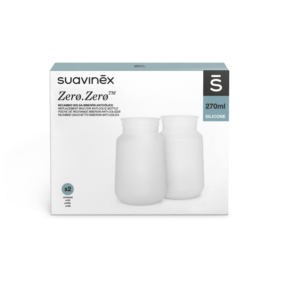 Змінний силіконовий мішечок для пляшечки Suavinex ZERO.ZERO, 270 мл, 2 шт.