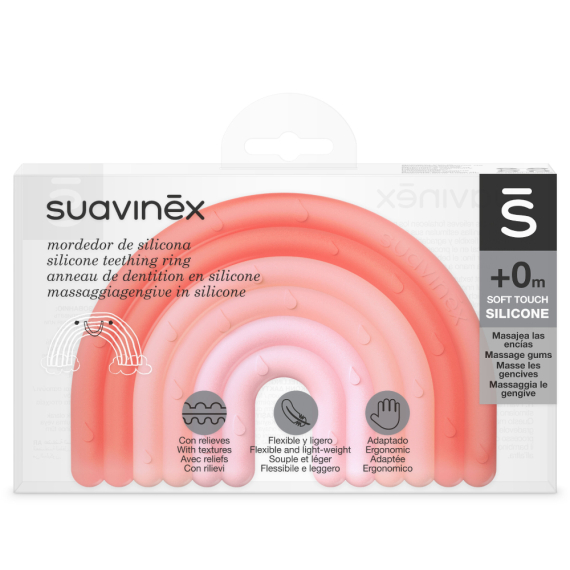 Прорізувач силіконовий з бульбашками Suavinex STEP 1 (рожевий)