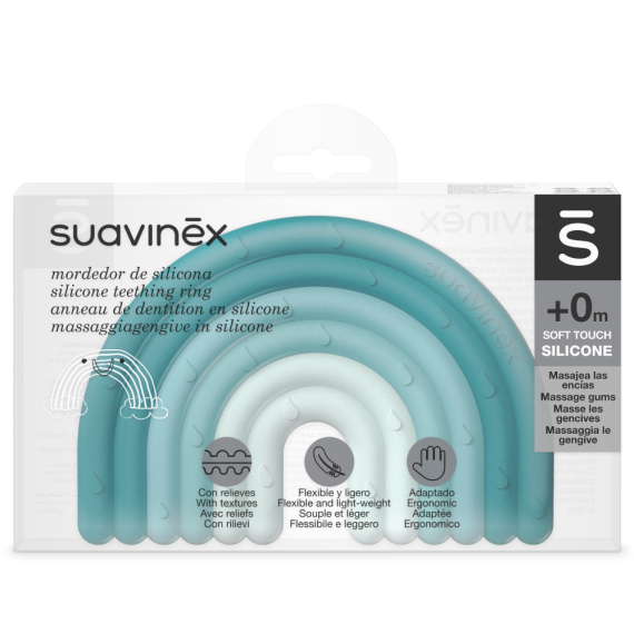 Прорізувач силіконовий з бульбашками Suavinex STEP 1 (блакитний)