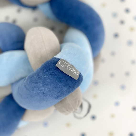 Бортики Маленька Соня Коса 360 см (блакитний/сірий/джинс)