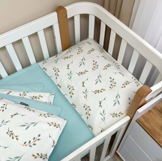 Змінна постіль Маленька Соня Фланель, 3 од (Гілочки, котики, м'ята)