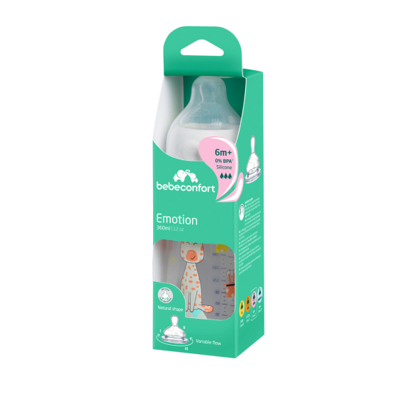Бутылочка для кормления пластиковая Bebe Confort Emotion, 360 мл, 6+ мес (белая)