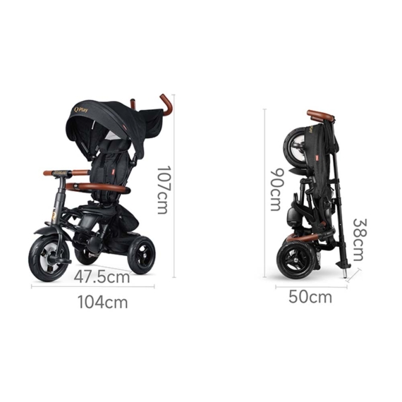 Велосипед складаний трьохколісний QPlay Rito Deluxe (Black)