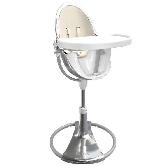 Стільчик для годування Bloom Fresco з вкладишем з екошкіри (Silver / Coconut White)