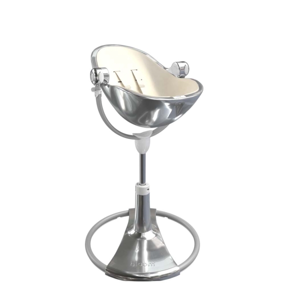 Стільчик для годування Bloom Fresco з вкладишем з екошкіри (Silver / Coconut White)