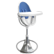 Стільчик для годування Bloom Fresco з вкладишем з екошкіри (Silver / Riviera Blue)