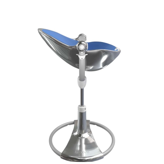 Стільчик для годування Bloom Fresco з вкладишем з екошкіри (Silver / Riviera Blue)
