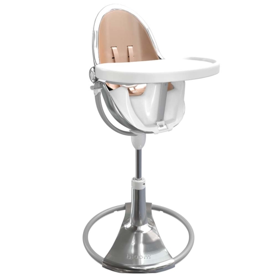Стільчик для годування Bloom Fresco з вкладишем з екошкіри (Silver / Rose Gold)