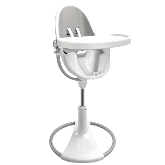 Стільчик для годування Bloom Fresco з вкладишем з екошкіри (White / Lunar Silver)