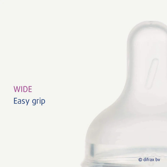 Силіконова соска до пляшечки для годування Difrax S-bottle Wide, розмір L, 2 шт